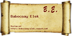 Babocsay Elek névjegykártya