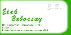 elek babocsay business card